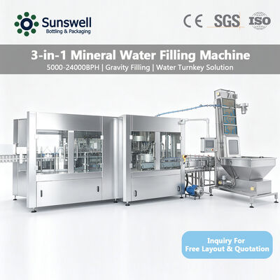 Linha de Envase de Água Mineral de Alta Velocidade 24000bph 500ml Equipamento Completo de Enchimento de Água