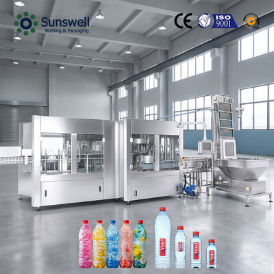 500 ml de garrafa de PET 24000BPH Linha de produção de engarrafamento de água Máquina de enchimento 3 em 1